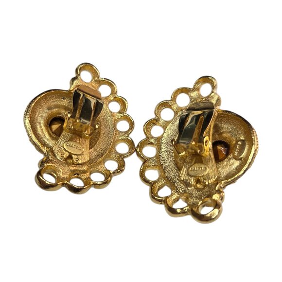 CRAFT 1980's Oversized Vintage Pastel Crystal Enamel Fan Earrings - Picture 5 of 7